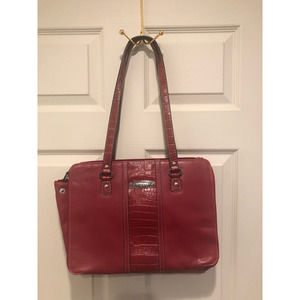 Rosetti Womens Satchel Handbag Red Square Phone Pocket Dual Handle Zipper